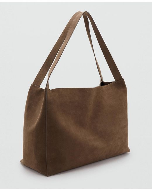 Mango Brown Suede Leather Shopper Bag