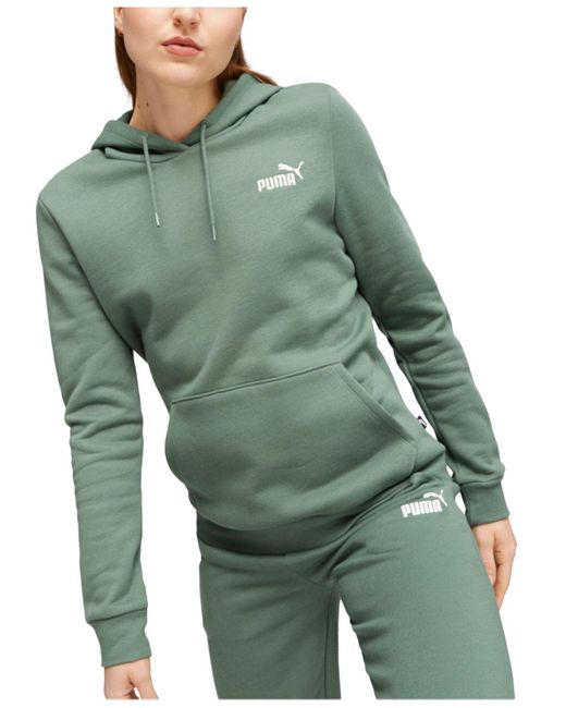 PUMA Essentials Embroidered Hooded Sweatshirt in Green Lyst