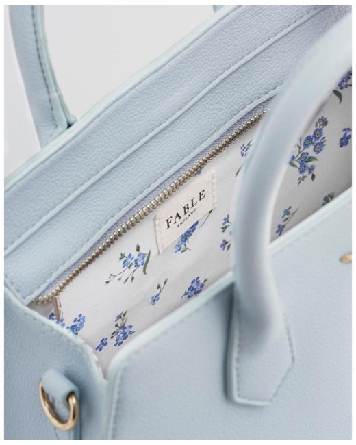 Fable England Blue Heritage Structured Medium Tote Bag