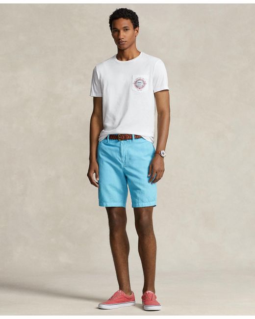 Polo Ralph Lauren Blue 8.5-inch Classic-fit Linen-cotton Shorts for men