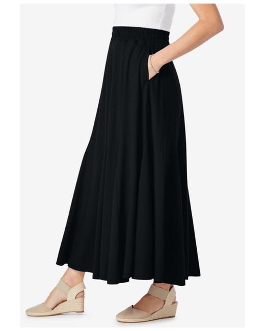 Woman Within Black Within Wide Elastic Waist Skirt