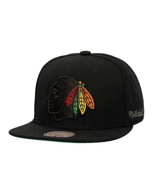 Mitchell & Ness Black Chicago Hawks Core Team Special Snapback Hat for men