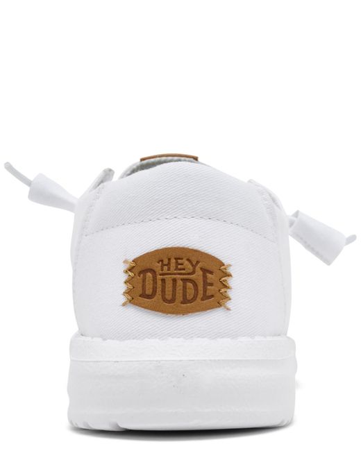 HeyDude White Wendy Stretch Canvas Casual Moccasin Sneakers From Finish Line