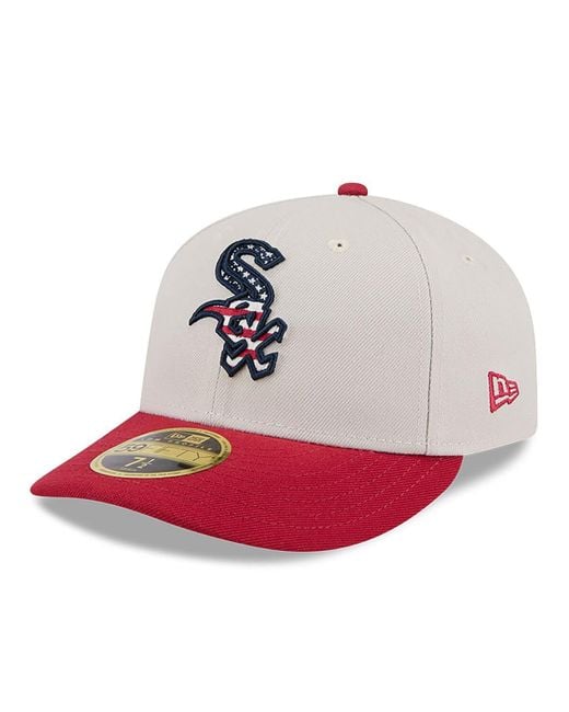 KTZ Pink Red Chicago White Sox 2024 Fourth Of July Low Profile 59fifty Fitted Hat for men