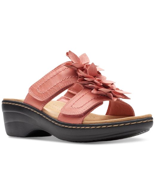 Clarks Pink Merliah Raelyn Flower-detail Wedge Heel Platform Sandals