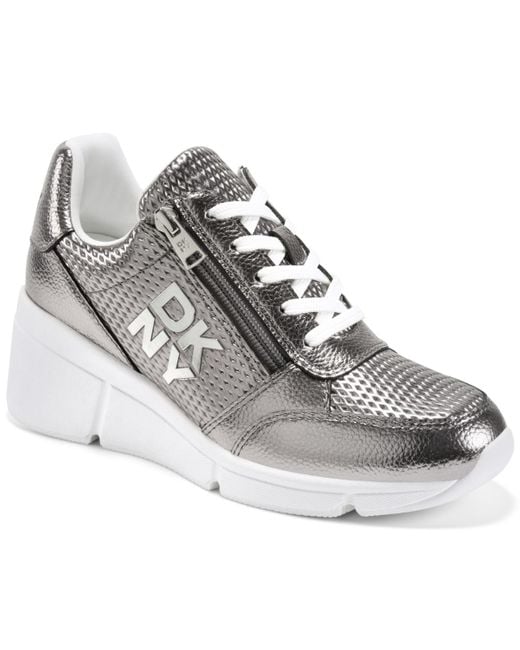 DKNY Gray Sorvino Wedge Sneaker