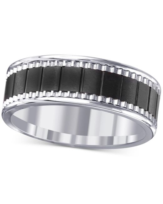 Macy's Men's Metallic Black Ceramic & Stainless Steel Band