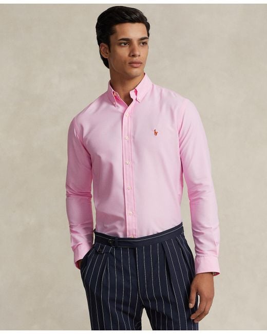 Polo Ralph Lauren Classic-fit Performance Oxford Shirt in Pink for Men |  Lyst