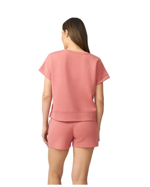 Cable & Gauge Red V-neck Top & High Waisted Short Matching Set