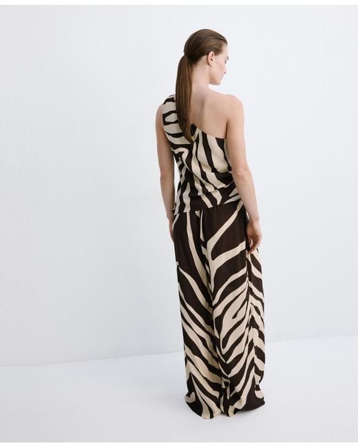 Mango Black Flowy Printed Pants
