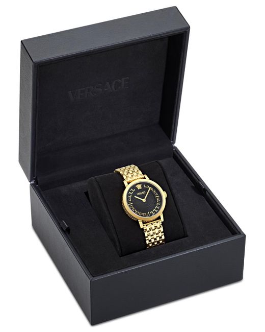Versace Metallic Swiss Greca Fortuna Ion Plated Bracelet Watch 35mm