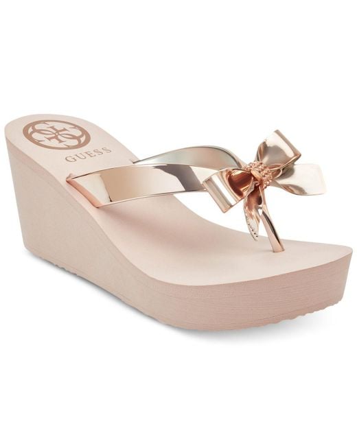 Guess Pink Siarra Flip-flop Wedge Sandals
