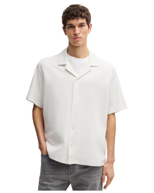 Boss White Boss By Waffle Cotton Relaxed-fit Shirt for men