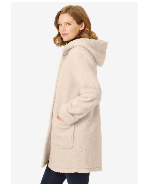Woman Within Brown Within Short Hooded Berber Fleece Jacket