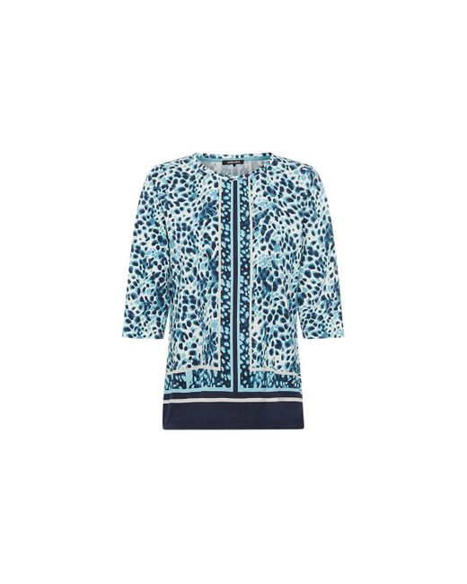 Olsen Blue Modern Animal And Border Print T-shirt