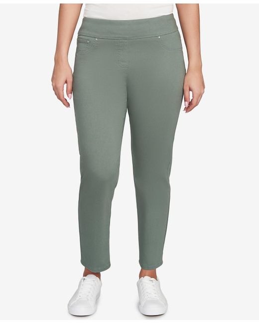 Ruby Rd Green Petite Soft Denim Faux Pocket Pants