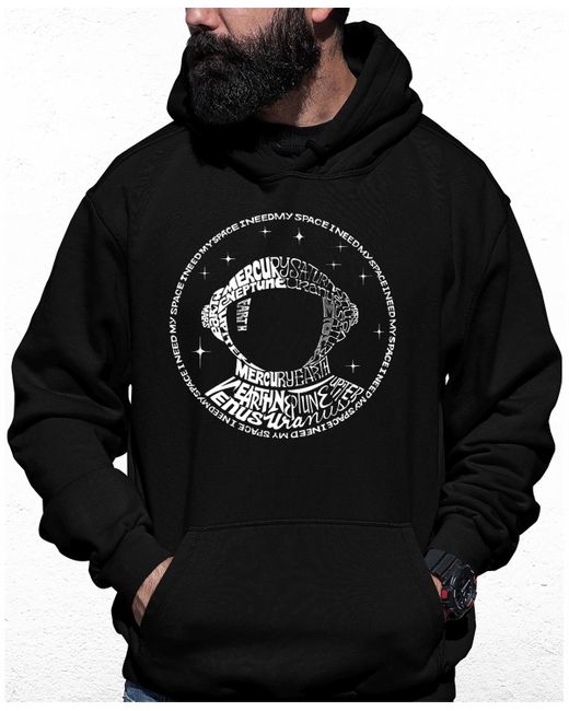 LA Pop Art Black I Need My Space Astronaut Word Art Hooded Sweatshirt for men