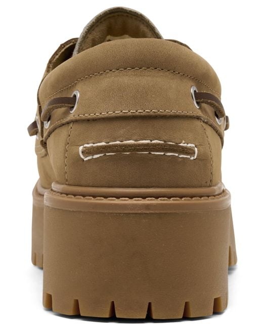 Timberland Brown Stone Street 3-eye Leopard Print Platform Boat Shoes From Finish Line