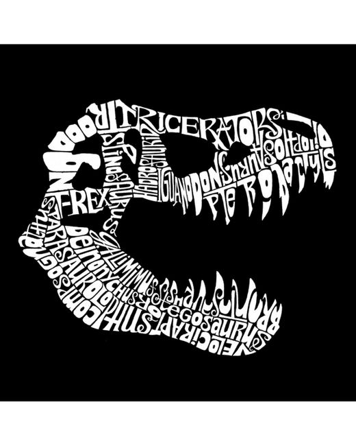 LA Pop Art Black Word Art Long Sleeve T-shirt- T-rex Skull for men