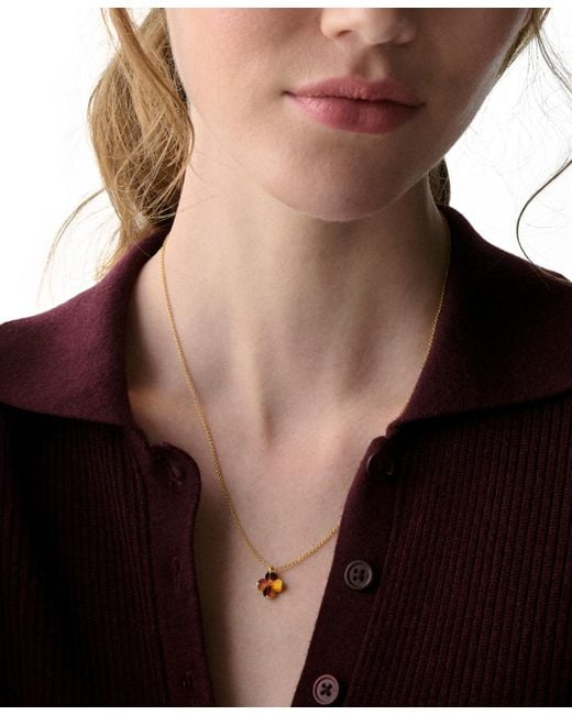 Kate Spade Metallic Cubic Zirconia Flower Mini Pendant Necklace