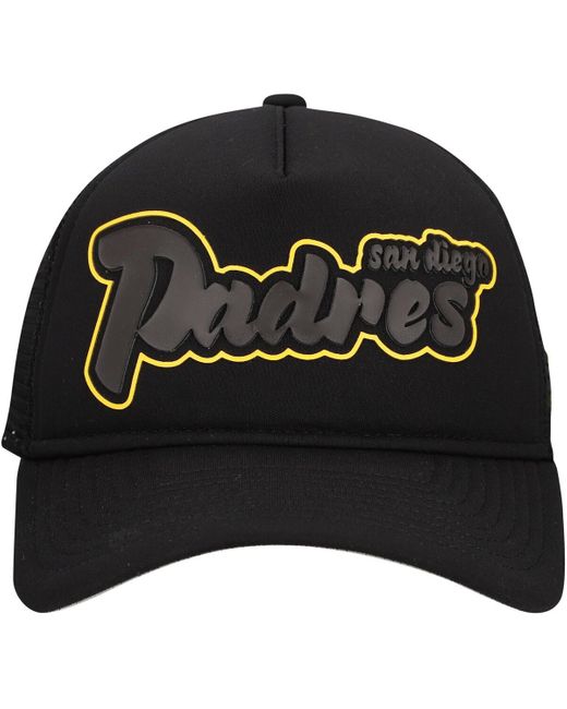 KTZ Black San Diego Padres Retro Bold A-frame Trucker 9forty Adjustable Hat for men