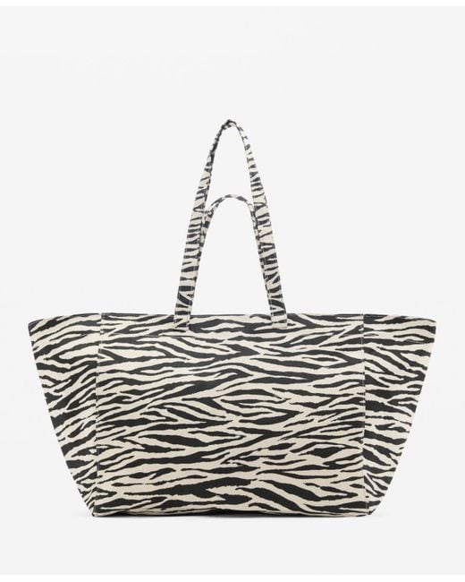 Mango White Cotton Zebra Shopper Bag