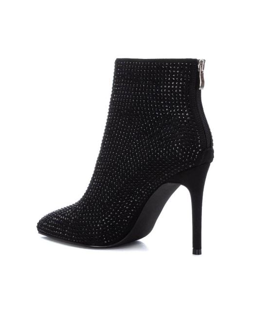 Xti Black Suede Stiletto Booties By