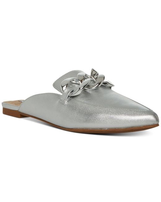 Steve Madden Fleur Tailored Chain Mule Loafer Flats in White Lyst