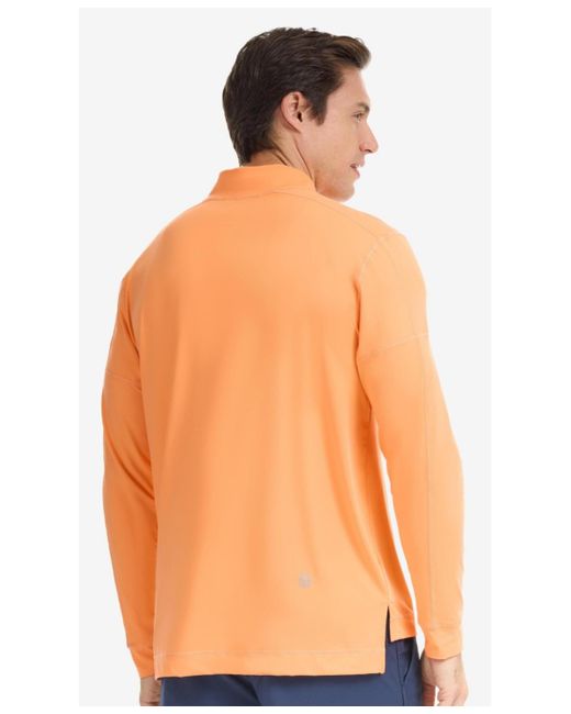 BloqUV Orange Upf 50+ Sun Protective Mock Zip Top for men