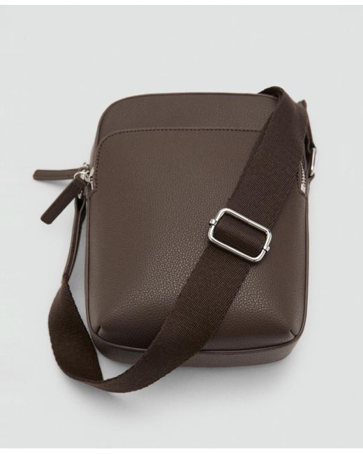 Mango Black Patent Leather-effect Shoulder Bag for men