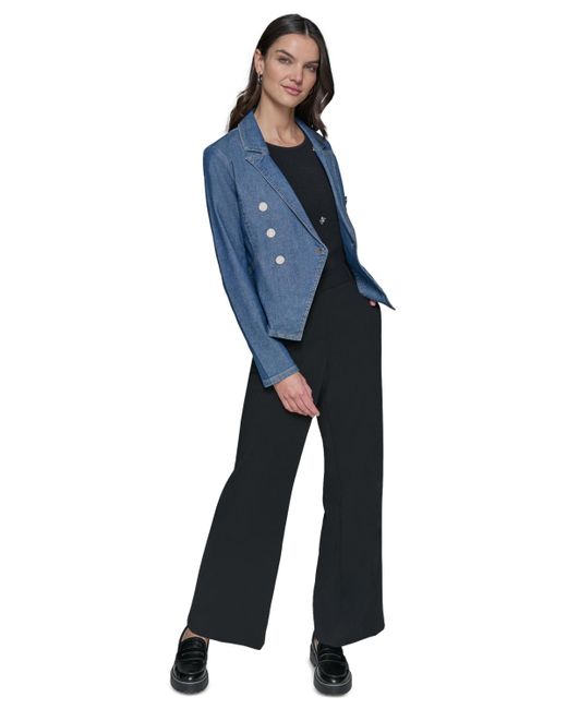 Karl Lagerfeld Blue Double-breasted Denim Jacket