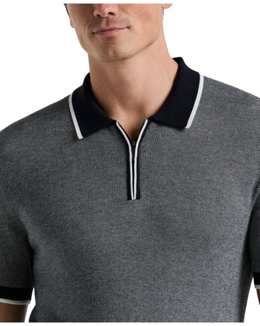 Perry Ellis Bi-color Stitch Quarter-zip Short Sleeve Polo Shirt in Gray ...