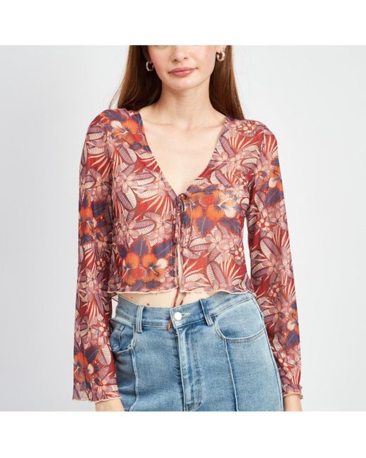 emory park Red Lilly Mesh Top