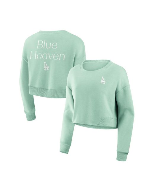 Fanatics Green Los Angeles Dodgers Studio Cropped Pullover Sweatshirt