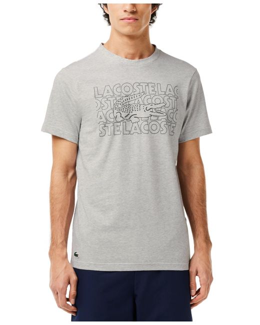 Lacoste Gray Classic Fit Short Sleeve Performance Graphic T-shirt for men