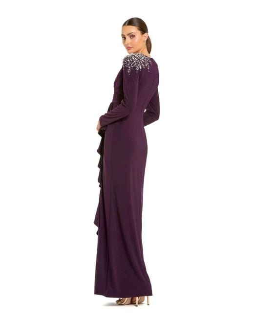 Mac Duggal Purple Long Sleeve Gown