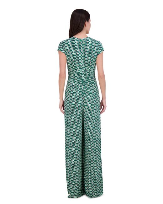 Vince Camuto Green Twist-front Cap-sleeve Jumpsuit