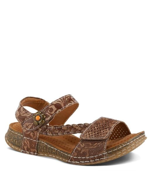 L'ARTISTE Women's Brown Spring Step Popular Sandal