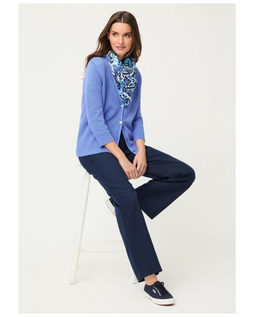 Olsen Blue Solid V-neck Cardigan