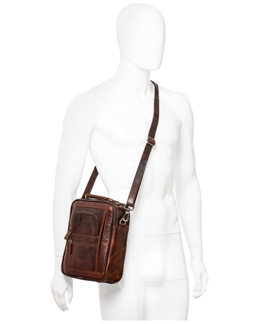Mancini Brown Buffalo Double Compartment Bag for men
