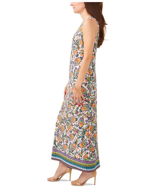 Msk Multicolor Petite Paisley-print Sleeveless Maxi Dress