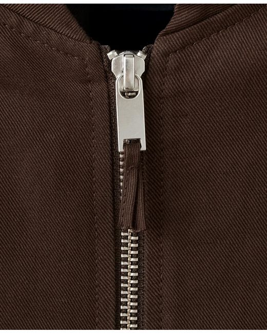 Mango Brown Linen Bomber Jacket