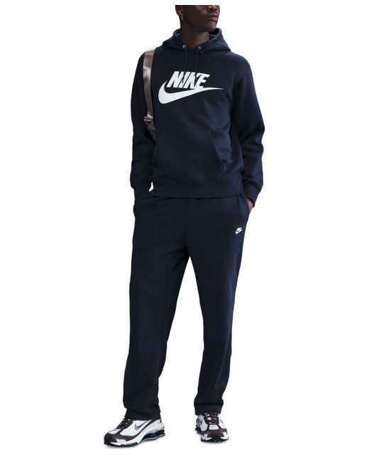 Nike Blue Club Fleece Standard-fit Logo-print Hoodie for men