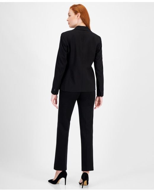 Anne Klein Black Petite Notched Collar One-button Blazer