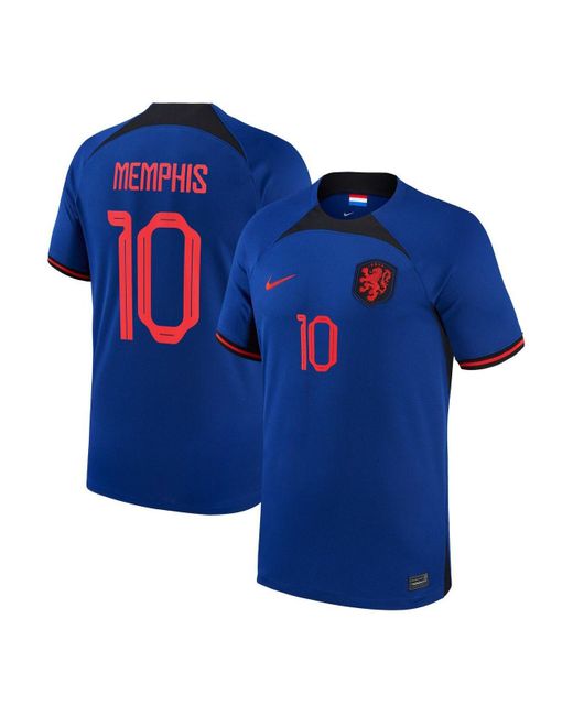 Nike Memphis Depay Blue Netherlands National Team 2022/23 Away Breathe ...