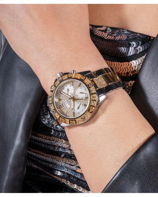 Guess Metallic Multi-function Two-tone Stainless-steel Watch 40mm