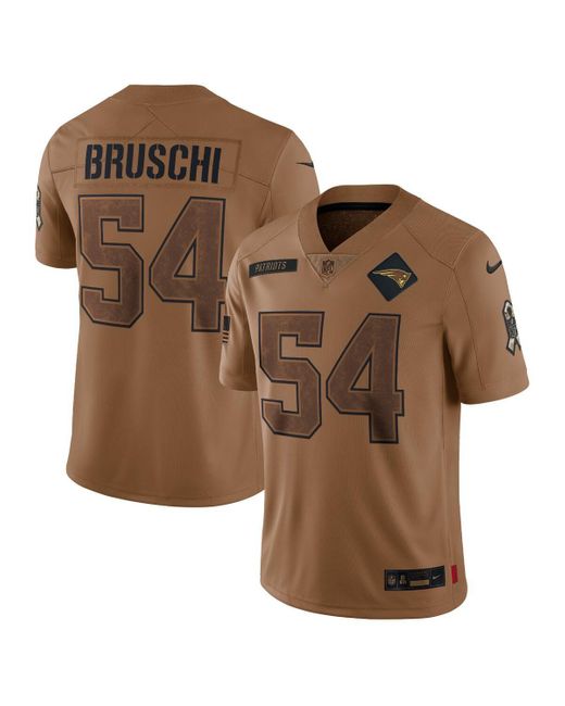 Nike Brown Tedy Bruschi Distressed New England Patriots 2023 Salute To Service Retired Player Limited Jersey for men