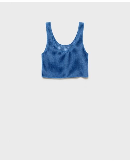 Mango Blue Knitted Crop Top