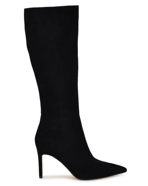 Nine West Black Cook Tall Stiletto Dress Boots Regular Wide Calf