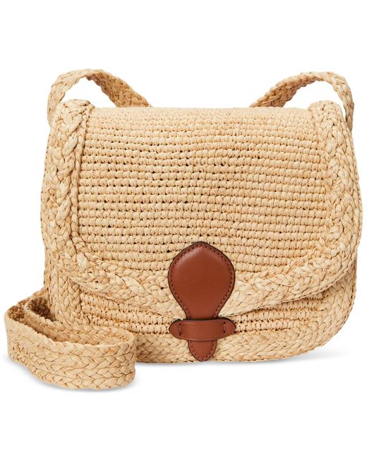 Ralph Lauren Natural Raffia Small Colbie Messenger Crossbody